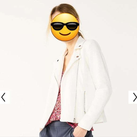 Nine West | Jackets & Coats | Nine West Textured Knit Moto Jacket In White  Size Women Medium | Poshmark